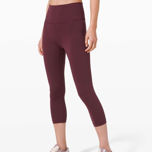 Lululemon Wunder Train High Rise Crop Legging Womens Size 6 Burgundy LW6BF7S - Picture 1 of 14
